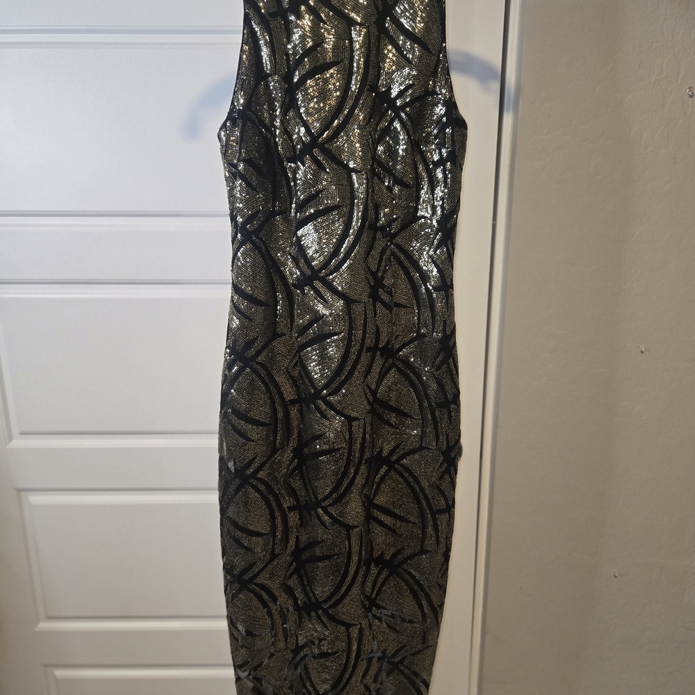 Marciano Black and Gold Sequin Dress - Picture 3 of 8